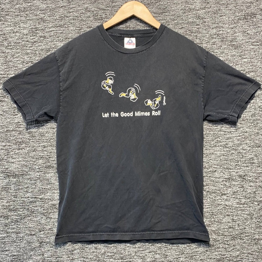 Vintage Y2K AAA Alstyle Let The Good Mimes Roll T Shirt Size L Black Graphic Tee